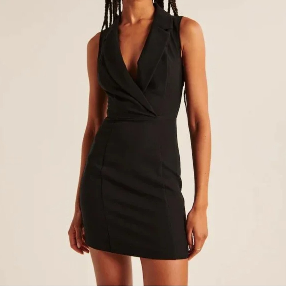 Abercrombie & Fitch Black Sleeveless Blazer Mini Dress